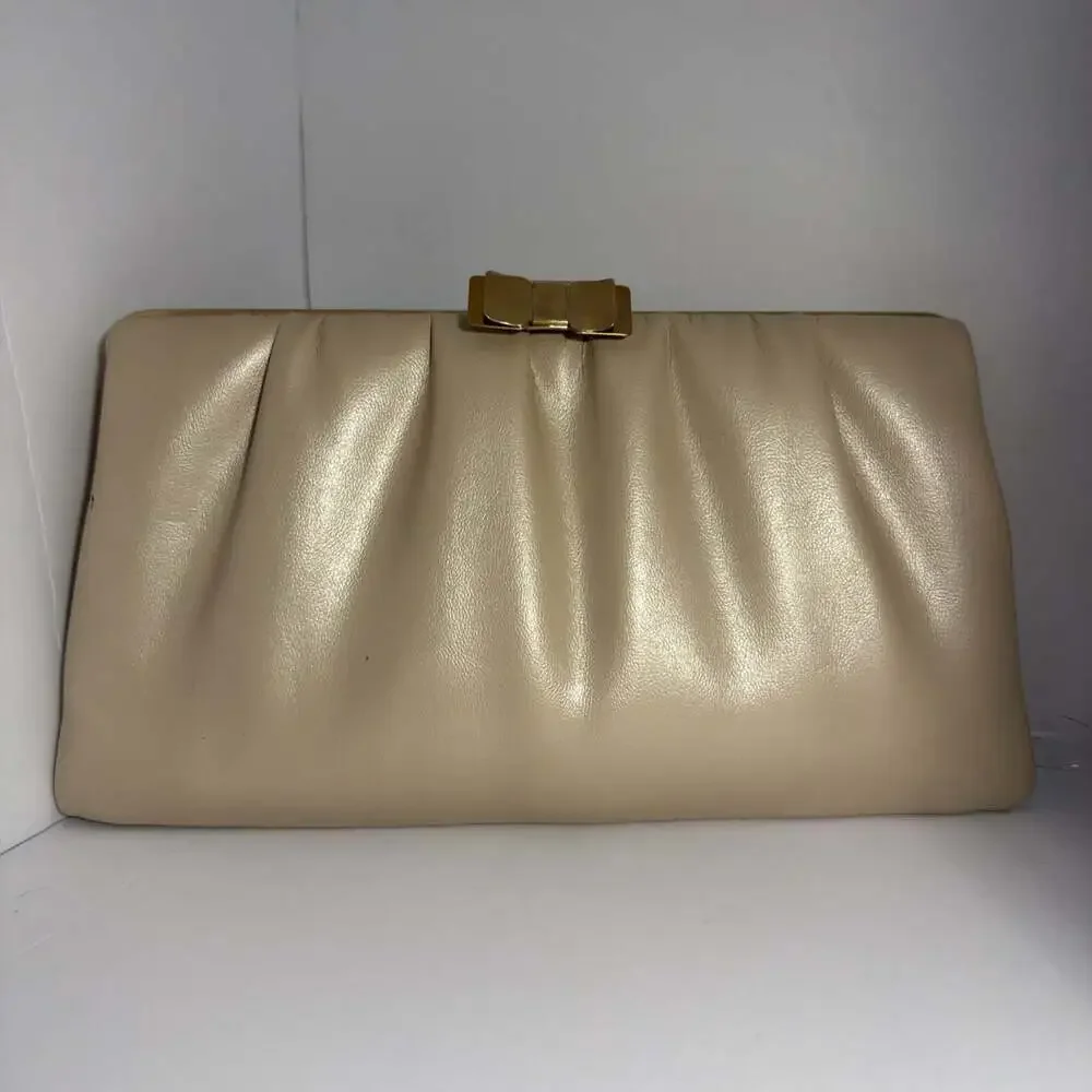 Estate Sale Find 1950s 1960s Vintage Ivory Frame Clutch Purse Clean Inside 6x10”
